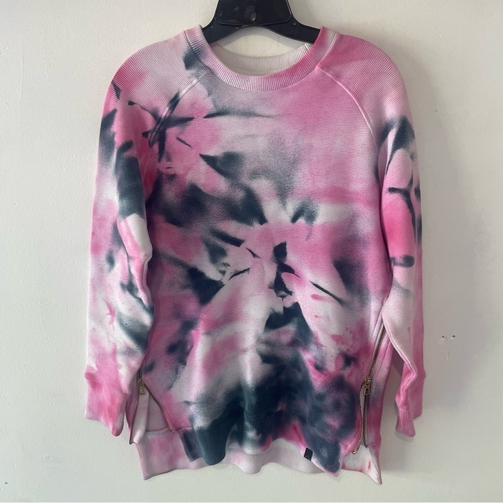 Varley Pink Gray Tie Dye Side Zip Pullover Sweatshirt 37450 - Picture 2 of 8